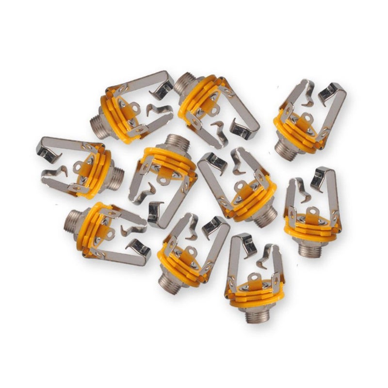 HTTX (1/4 inch) 6.35mm Stereo TRS Socket Female Microphone Connector Panel Mount Adapter (10 Pack) - Image 1